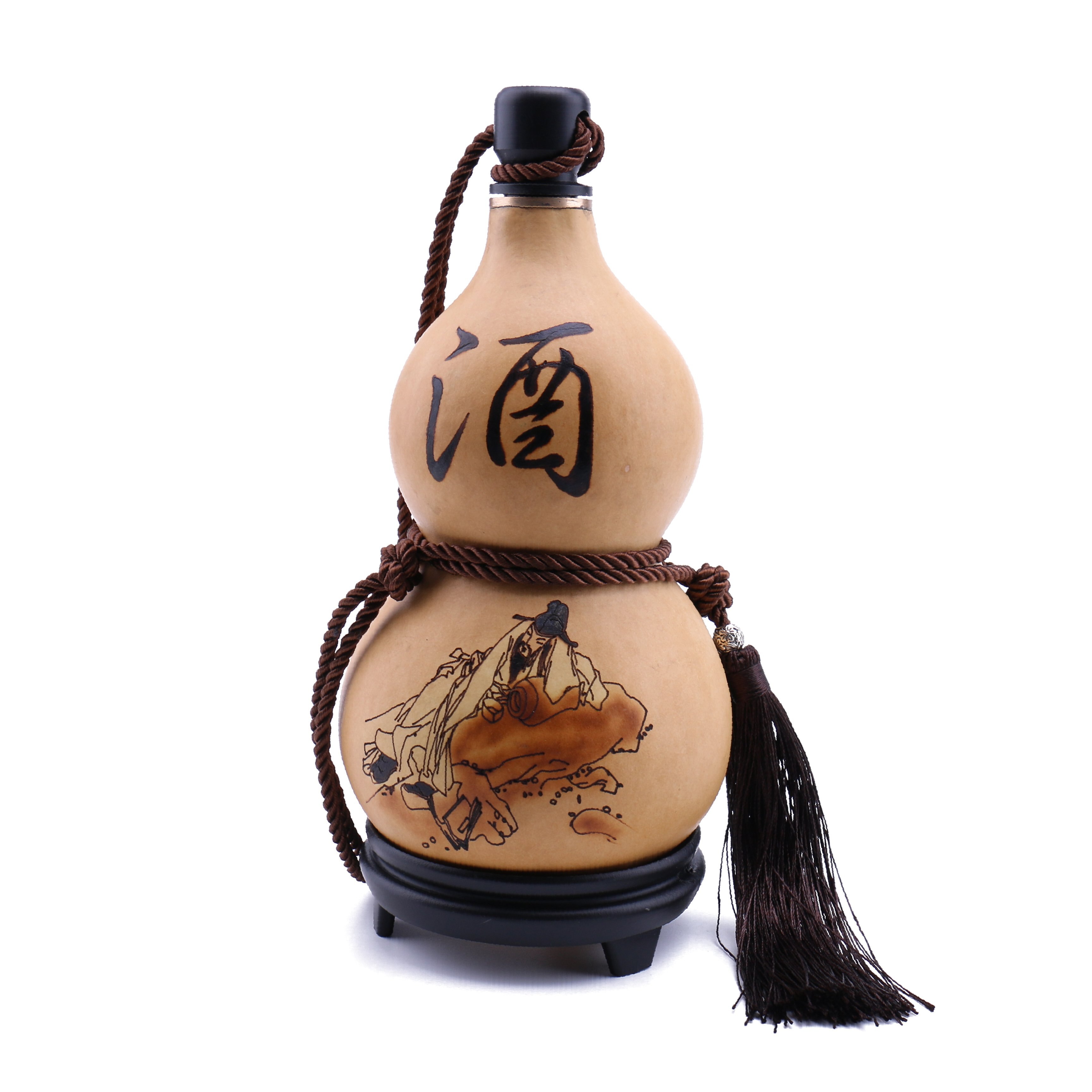 Natural Dried Gourd Water Bottle with Lid Hollow Calabash Chinese Pumpkin for Drinks Holder Ornament Decor Groomsmen