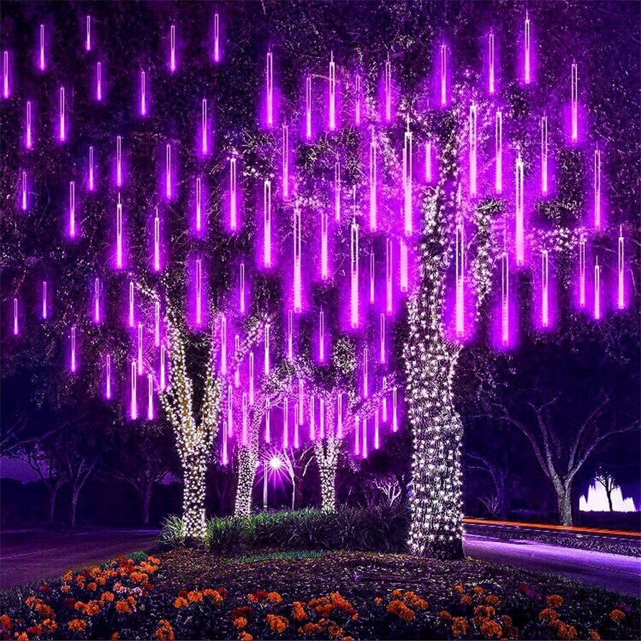 Pink Christmas Light Outdoor Waterproof Meteor Shower Light Falling Rain Lights 192/384 LED Snow Falling Icicle Cascading Light