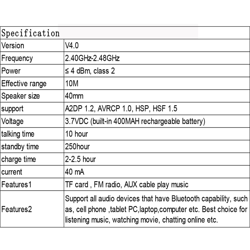 Wireless Earphones Stereo Wireless Bluetooth Headset Portable Cordless Headphone support FM Radio TF Card with MIC for Phone