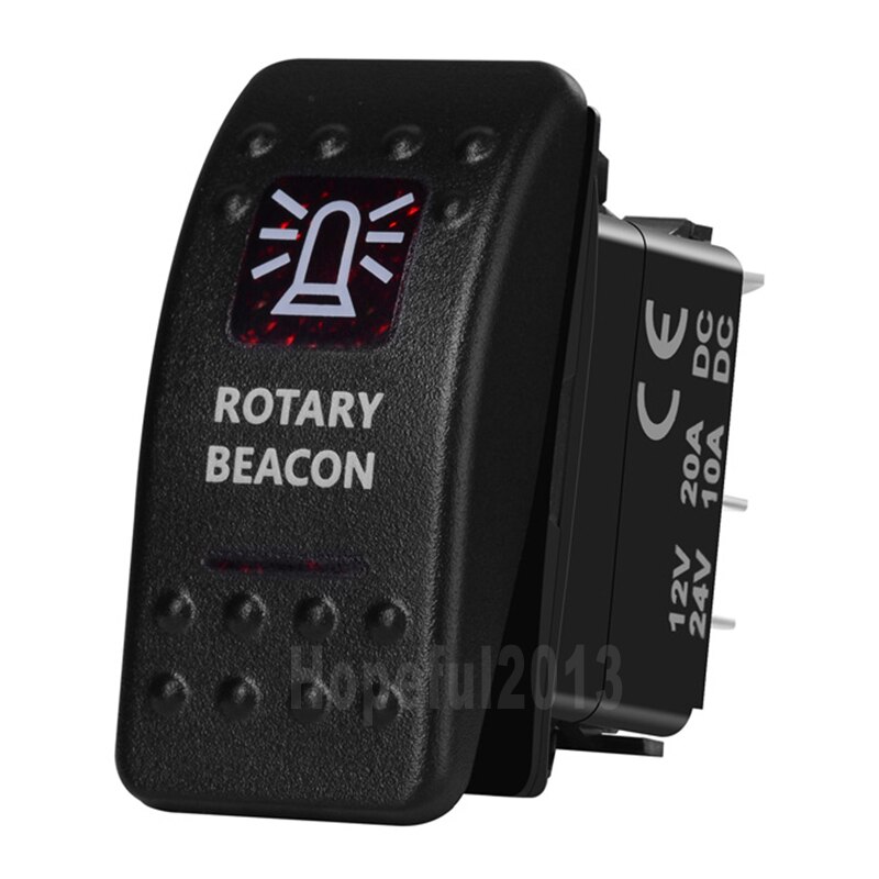 Rotary Beacon Car Boat SPST Rocker Toggle Switch Red Led 5 Pins On Off 12V 20A 24V 10A for Carling ARB Narva 4x4 Style