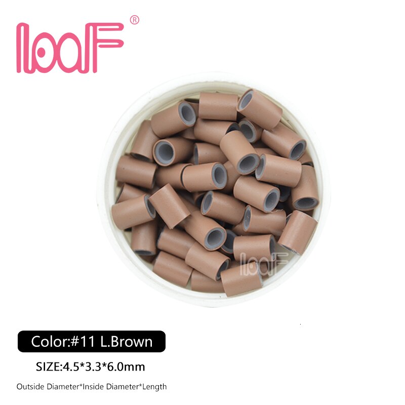 Loof 500 stk 4.5*3.3*6.0 silikone foret kobberrør mikrolinks loop ringe hårperler til menneskehår extensions værktøjer