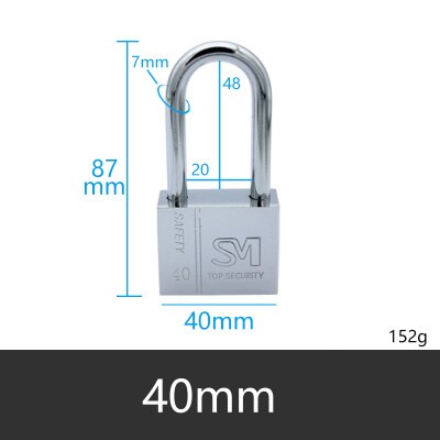 Door Padlock Stainless Steel Anti-Theft Lock Waterproof Rust-Proof Tamper-Proof Lock Home Small Dormitory Long Beam Lock: TK40mm-long