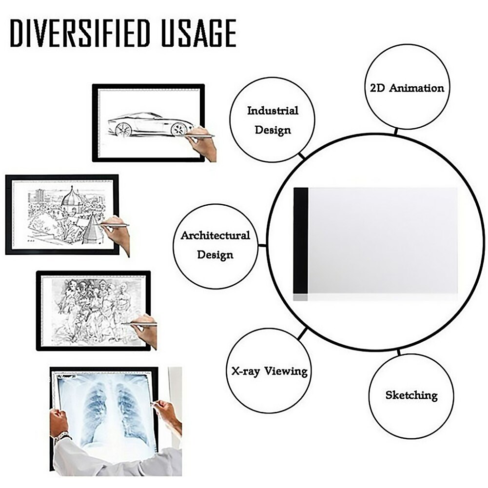 A4 LED Drawing Tablet USB Powered Portable Electronic Art Digital Graphic Pad for Office Caring Computer Supplies