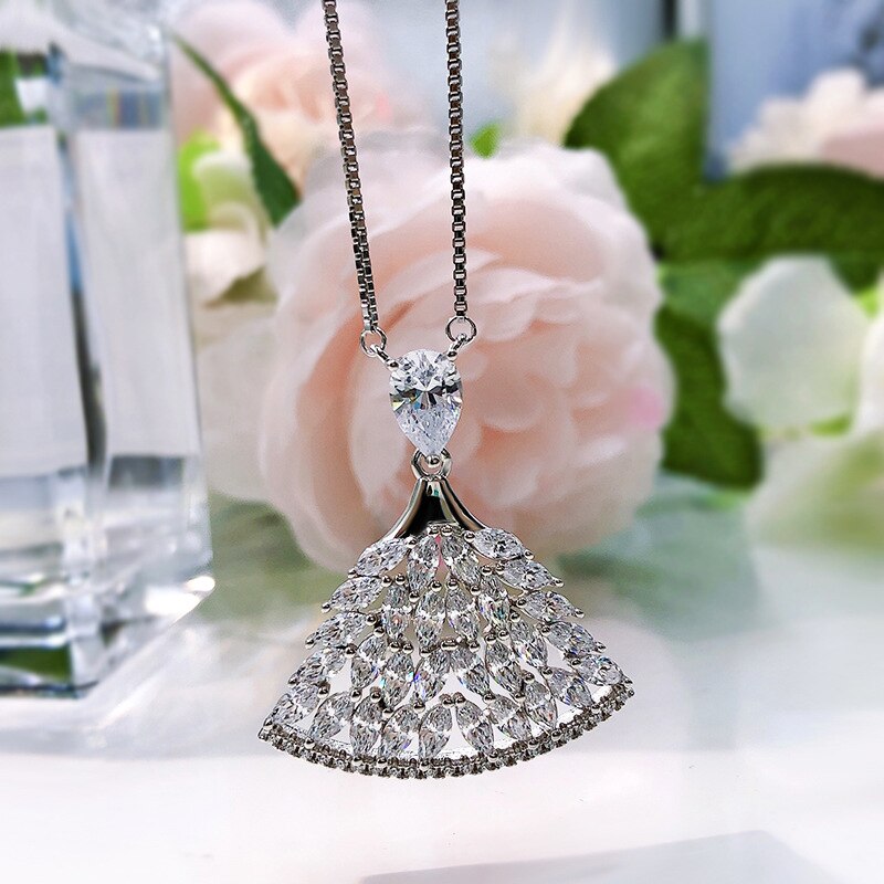 Oevas 100% 925 sterling silber voll-hochkohlenstoff-diamant-sektor-rock-anhänger-halskette für damen funkelnder hochzeitsschmuck