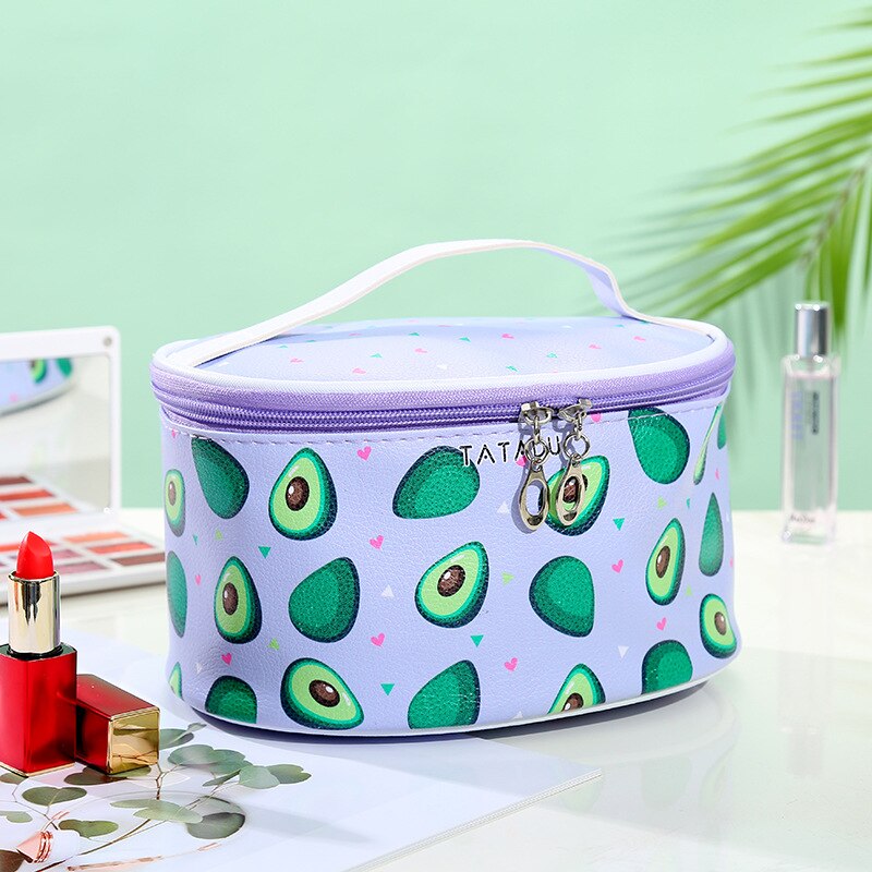 Rits Reizen Avocado 'S Patroon Cosmetische Tas Voor Vrouwen Make Up Box Draagbare Vrouwelijke Make-Up Tas Organizer Beauty Toilettas Kit Case: Purple