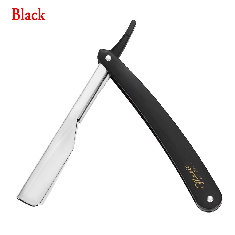 Manual Shaver Straight Edge Stainless Steel Sharp Barber Pro Razor Folding Shaving Shave with Blade Straight Razor Tool: black