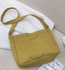 Ins canvas tas harajuku ulzzang japanse schoudertas eenvoudige effen kleur koeriersdoek en een generatie van vet: Geel