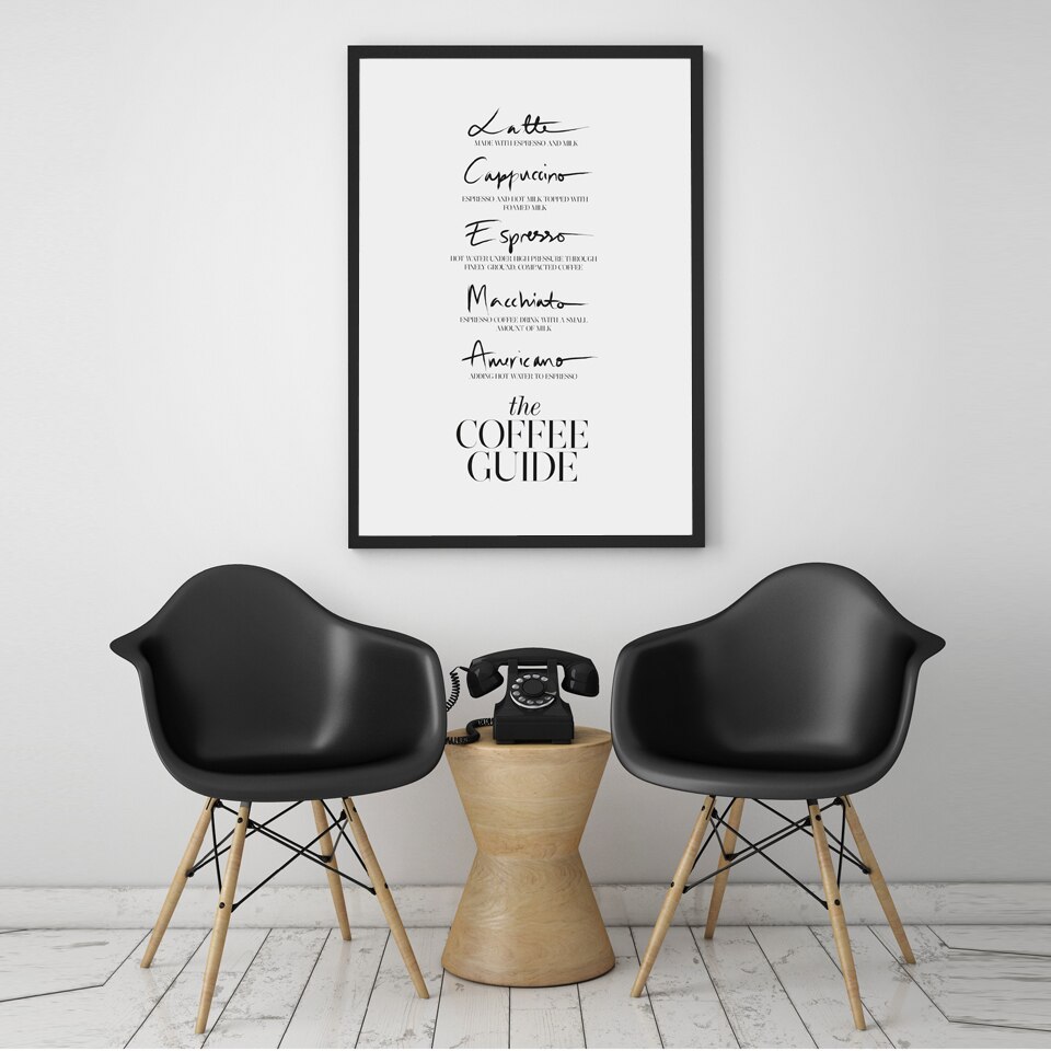 Fransk køkken kunstindretning bon appetit plakater og udskrifter minimalisme kaffe guide vægbilleder til spisestue typografi plakat