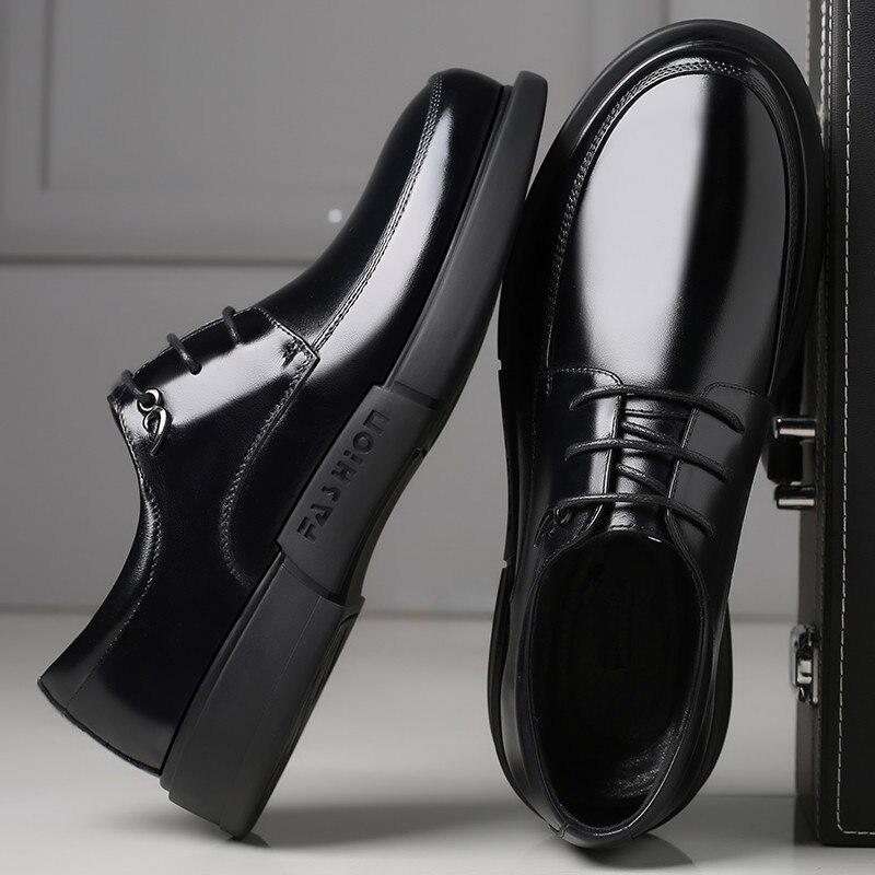 Zapatos clásicos de hombre para boda, traje de cuero de vaca, zapatos formales de negocios con cordones para hombre, zapatos de vestir formales de negocios