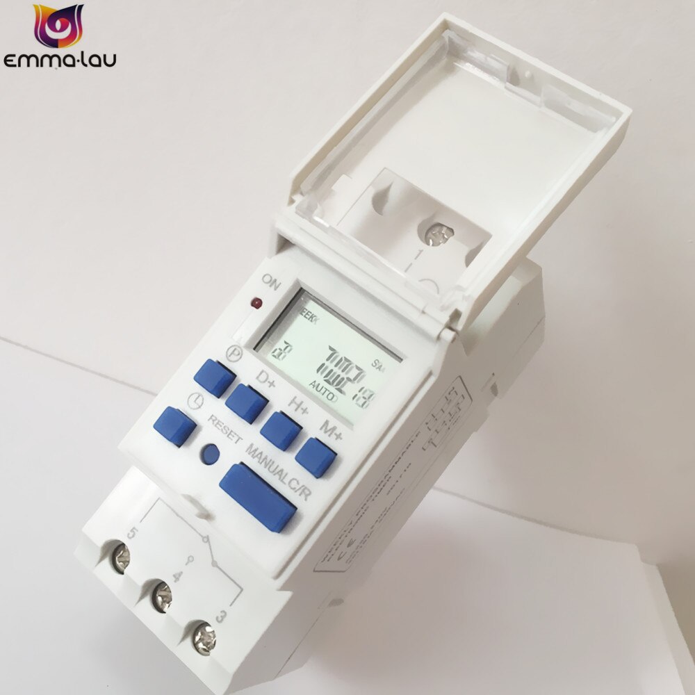 Electronic Daily Weekly 7 Days Programmable Timer 220V AC Digital LCD Auto 16 On/Off Relay DIN Rail Timer Switch THC15A