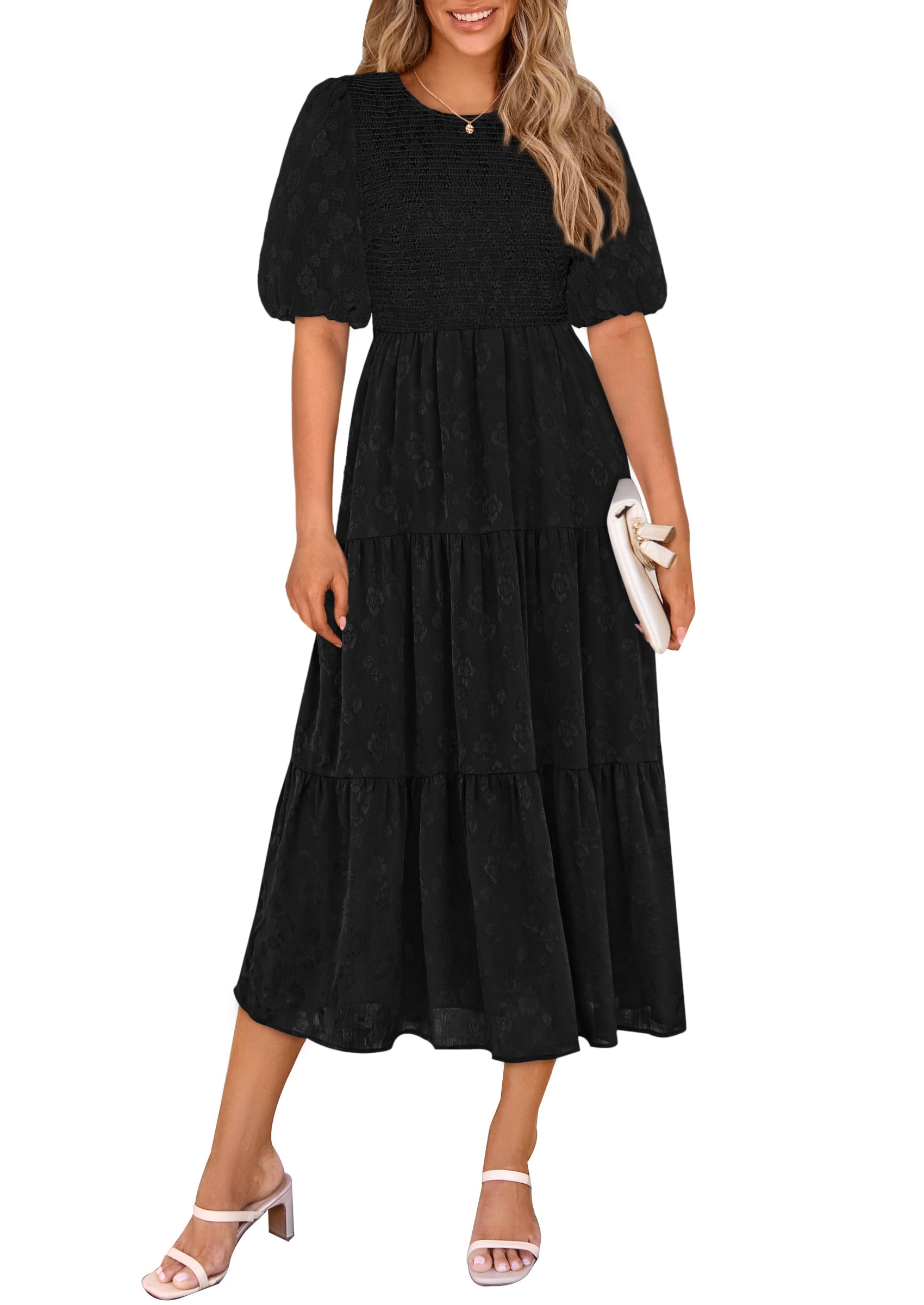 Naisten sifonkimekot, kesäiset rennot vyötärö- ja nilkkamekot, lyhythihaiset, pyöreä kaula-aukkoiset, pitkät, yksiriviset mekot