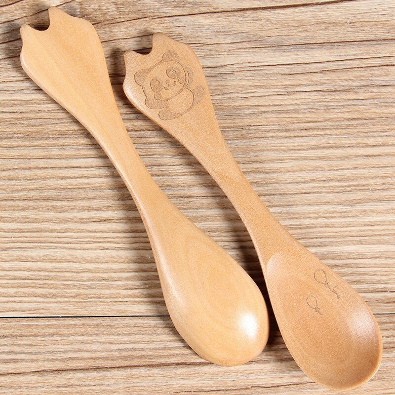 Cucharilla de arroz de madera para cocina, cucharilla de arroz de madera Natural respetuosa con el medio ambiente, pala de Paddle de arroz de caricatura Animal, cucharilla de arroz de pescado bonita