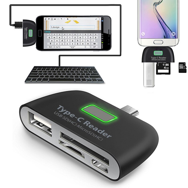 Type C Otg Adapter Usb C Docking Station Android Phoner Met Voeding Opladen Usb Multifunctionele Tf Sd Hub Kaart reader