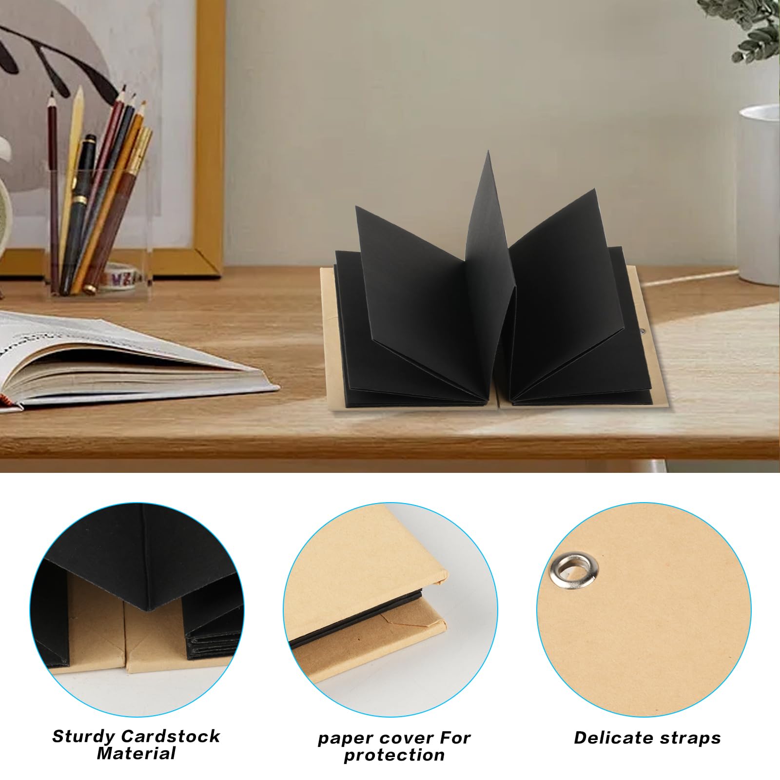 Álbum de fotos negro DIY de 17,5x11,5 cm: álbum de recortes para bodas, cumpleaños y recuerdos