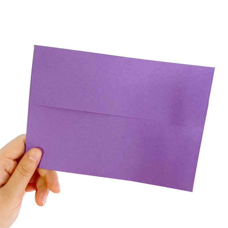 10pcs/pack Western-style Greeting Invitation Card Stationery School Envelope Office Supplies Flat Mouth Color Envelope: Purple