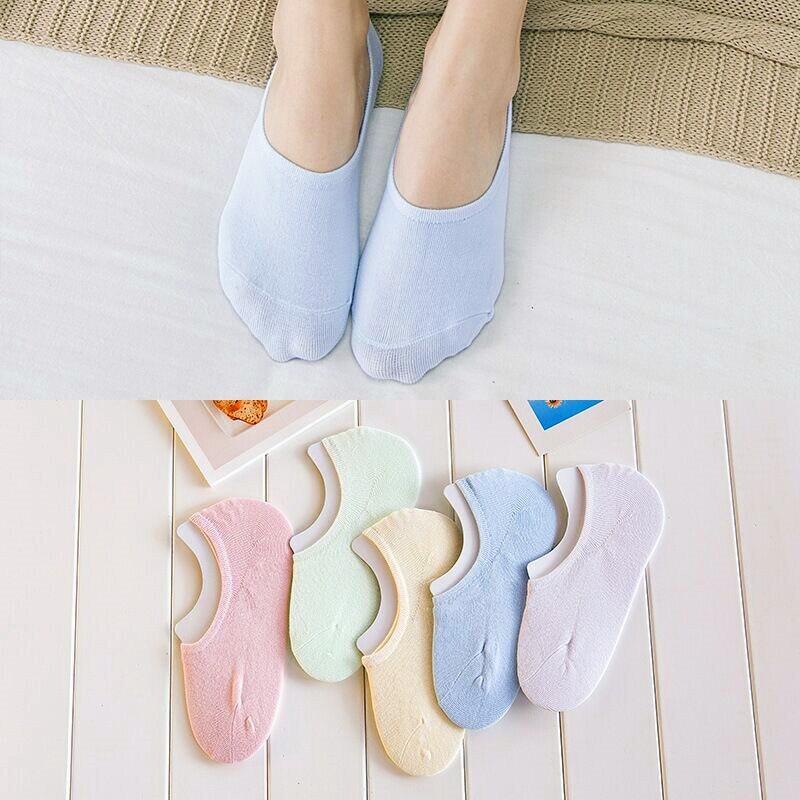 Calcetines náuticos de algodón para mujer, calcetín antideslizante, Invisible, liso, Color caramelo, Calcetines de corte bajo, informal, a rayas, transpirable, 5 pares