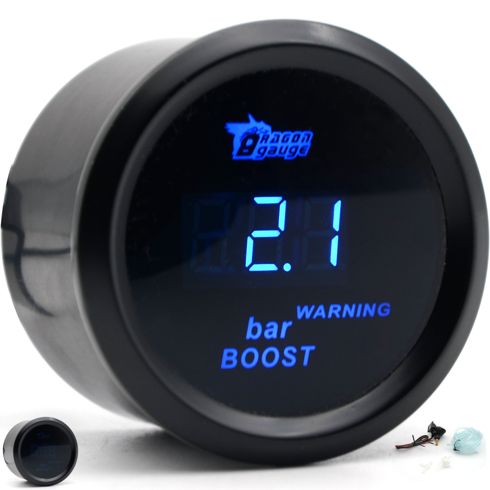 Digitale 2 &quot;52Mm Bar Boost Turbo Gauge Met Sensor Blauwe Led Digitale Met Sensor