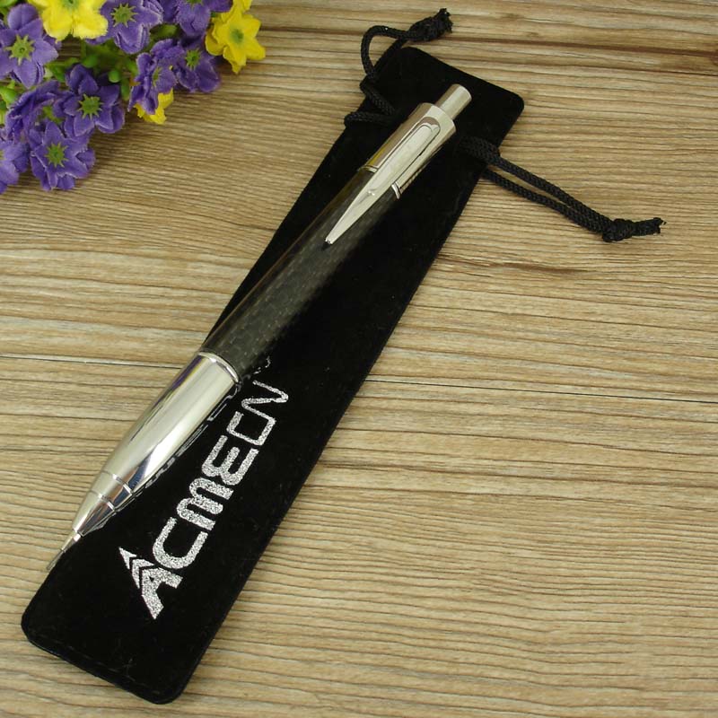 ACMECN Unisex Carbon Fiber Pencil Propelling Push Silver Trim Sketch drawing 0.7mm Mechanical Lead Pencils