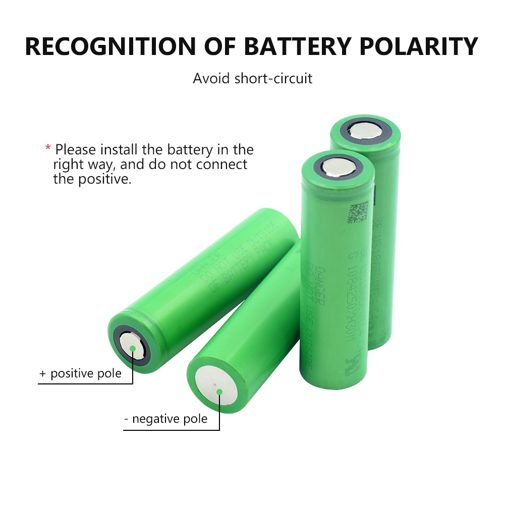 10 Pieces 3.6V battery Green Flat 18650 Li-ion Lithium Batteries Rechargeable 2100mAh High Drain VTC4 18650 Batteries