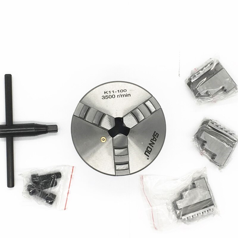SANOU K11-100 Chuck 100mm 4 Inch 3 Jaw Self Centering Lathe Chuck Metal Scroll Chucks for Drilling Milling Machine lathe chuck