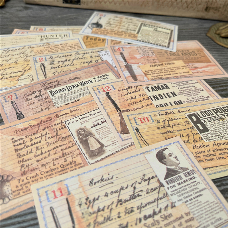 12Pcs Vintage Letter Sticker Junk Journal Ephemera Tim Holtz Style Article Label Phrase Aesthetic Stickers Scrapbooking Material