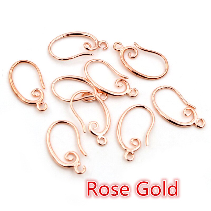 10Pcs 19X11Mm Klassieke 8 Kleuren Plated Messing Franse Earring Haken Draad Instellingen Base Instellingen hele: Rose Gold