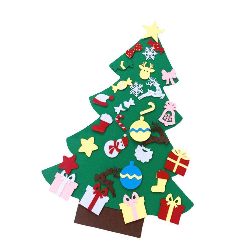 Kerstboom Led Diy Vilt Kerstboom Set 32 Stuks Wandmontage Vilt Boom Met Led-verlichting Babies Peuters Kerst