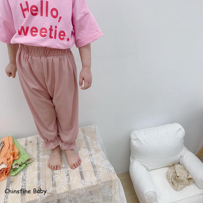 summer Korean boys and girls multicolor loose super soft mosquito pants children's homestead pants: Pink