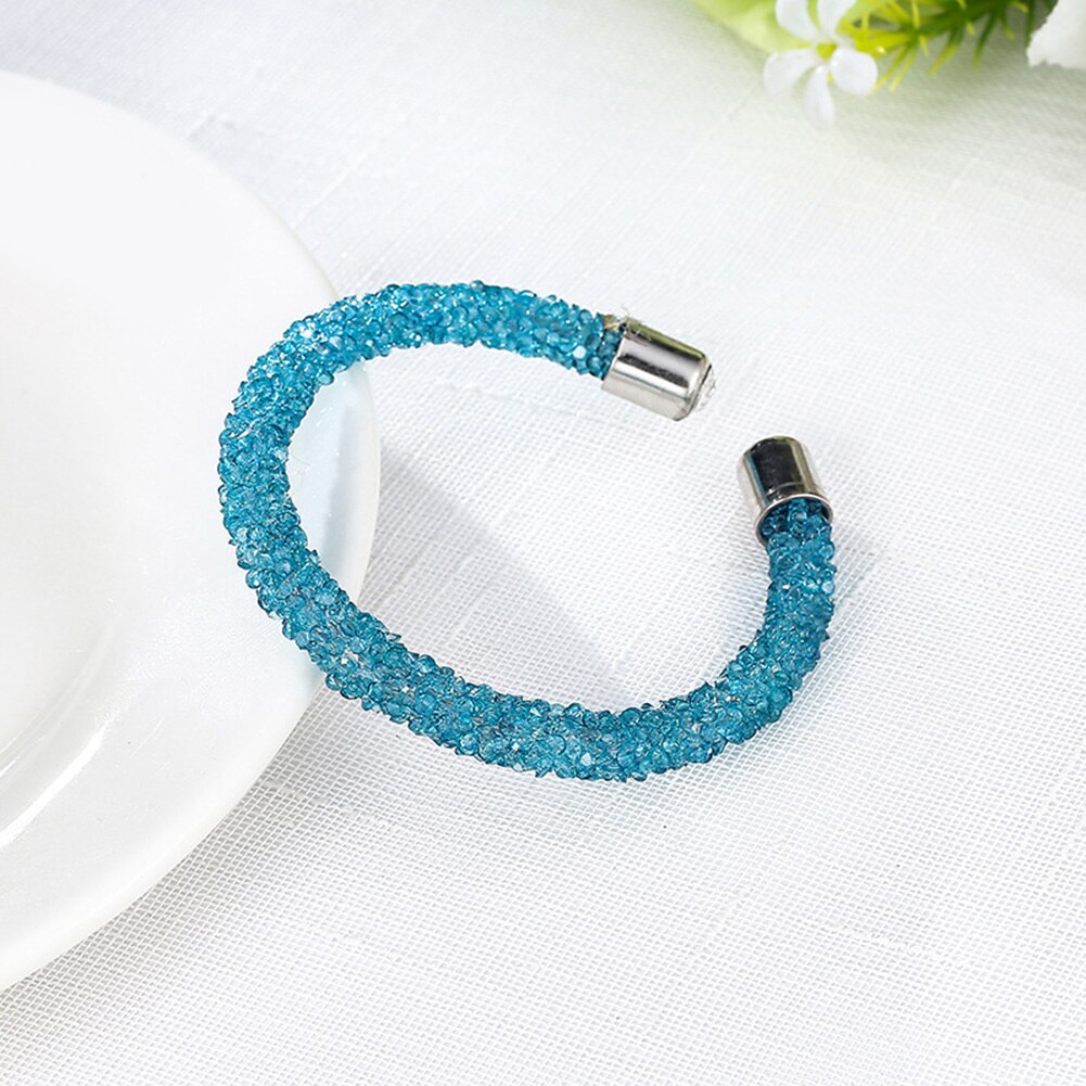 Exquisite Kristall Manschette Armband Öffnen Armreifen Pulseira Feminina Für Frauen Bijoux Neue Schmuck Armreifen: Blau