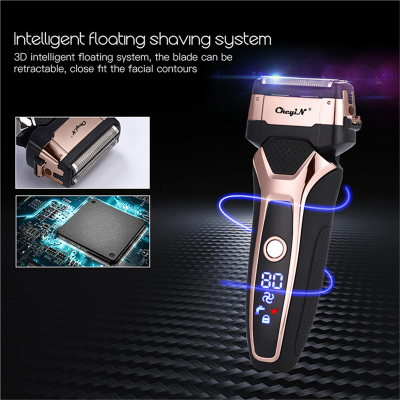 Rasierer Maschine Elektrische Rasierer Männer Edelstahl Rasierer Wiederaufladbare Trimmer Rasierer 3D Schwimm Rasieren LED Anzeige barbeador