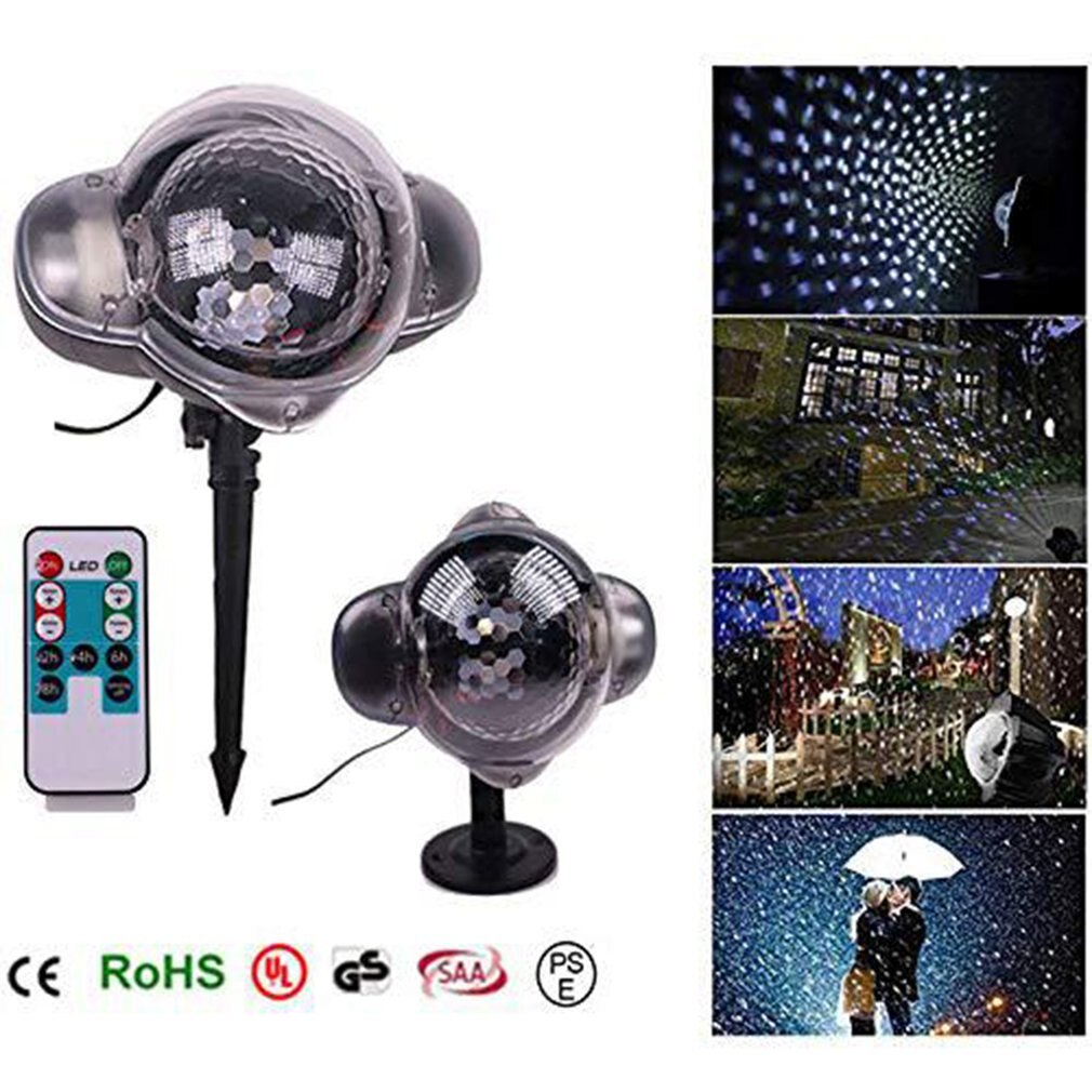 Mini Sneeuw Licht Sneeuwvlok Projectie Lamp Led Outdoor Waterdichte Gazon Laserlicht Kerst Dag Projectielamp US/EU/ UK/AU Plug: White dot / eu stekker