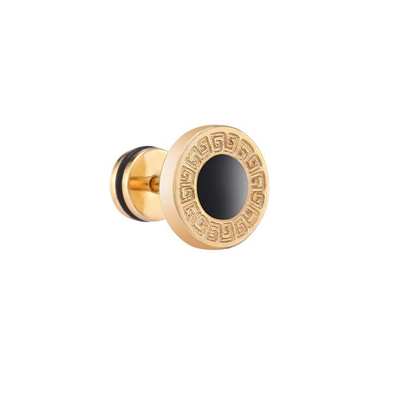 Rostfritt stål kvinnor #39 för män örhängen svart sten guld silver färg ansikte örhängen smycken: D -18-3 8mm 1pc