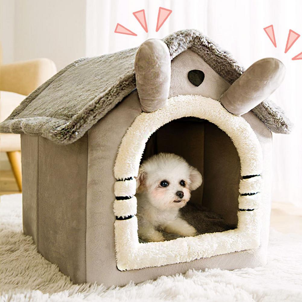 Home Shape Foldable Pet Cat Cave House Cat Kitten Bed Soft Winter Warm Dogs Kennel Nest Dog Cat S-L Sizes Available