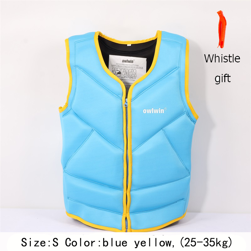 owlwin life jacket the fishing vest water jacket sports adult children life vest clothes swim skating ski rescue boats drifting: blue yellow (S )