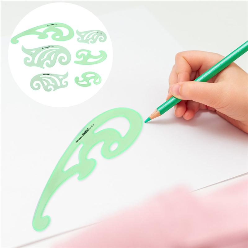6Pcs Drawing Template Stencil Geometric Stencils Multiple Shapes Drawing Tools Multifunctional Drawing Ruler