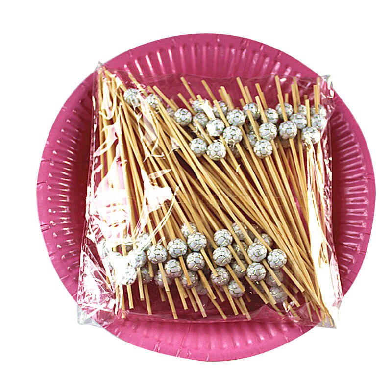 100pcs 12cm Soccer fan Party supplies stick Cocktail Drink Stirring Sticks Food Dessert Picks Fruit Fork Cupcake Decorations