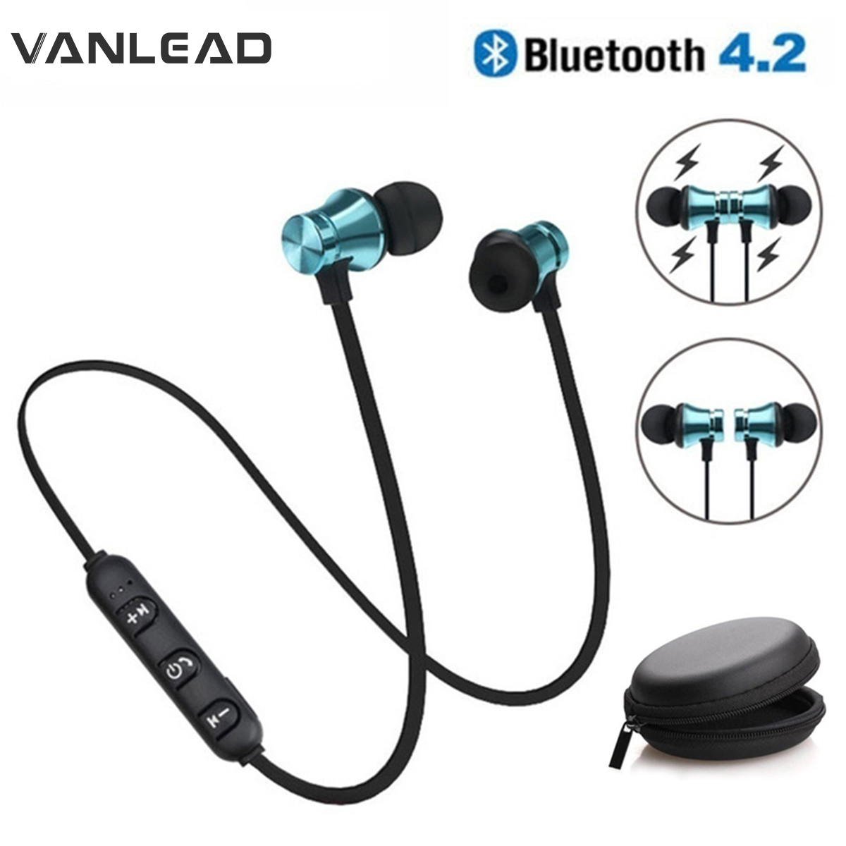 Magnetic Wireless Bluetooth Earphone In-Ear With Mic Sports Waterproof Music Earplugs Headset For IPhone 6s Plus Samsung 8