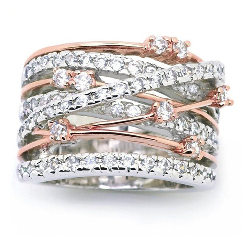 Anillos de boda clásicos de cristal para mujer, joyería de compromiso de dos tonos de circonita, Charm de lujo,