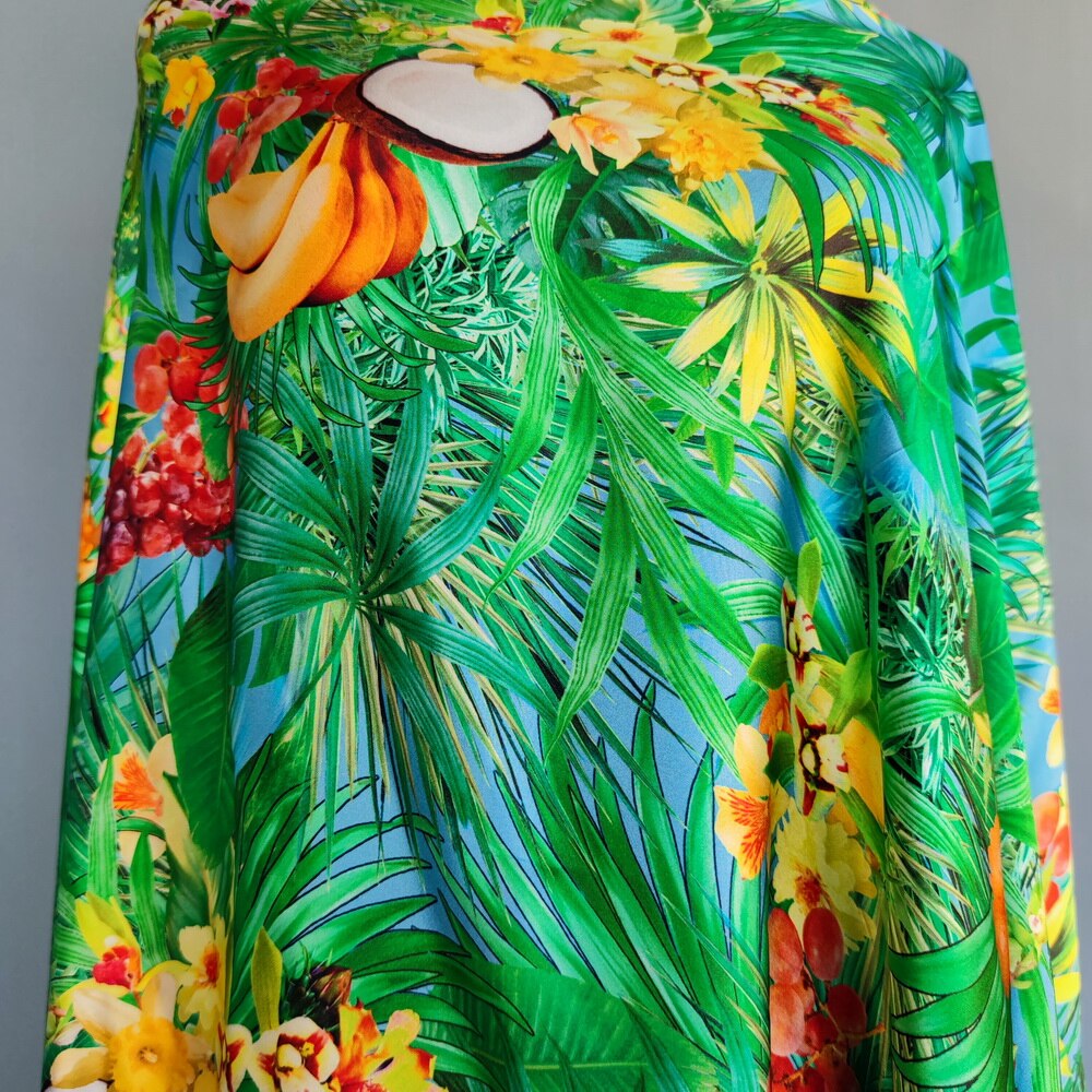 19M Zijde Charmeuse Zijde Moerbei Zijde Voor Dressgown Gewaad Jungle Patroon Zijde Zomer Seizoen Heldere Kleuren Hawaii stijl