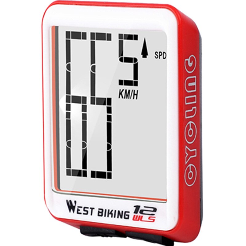 WEST BIKING Wireless Bicycle Computer Large Digital Bike Computer Odometer Speedometer Bike Thermometer Waterproof LCD Backlight: Red