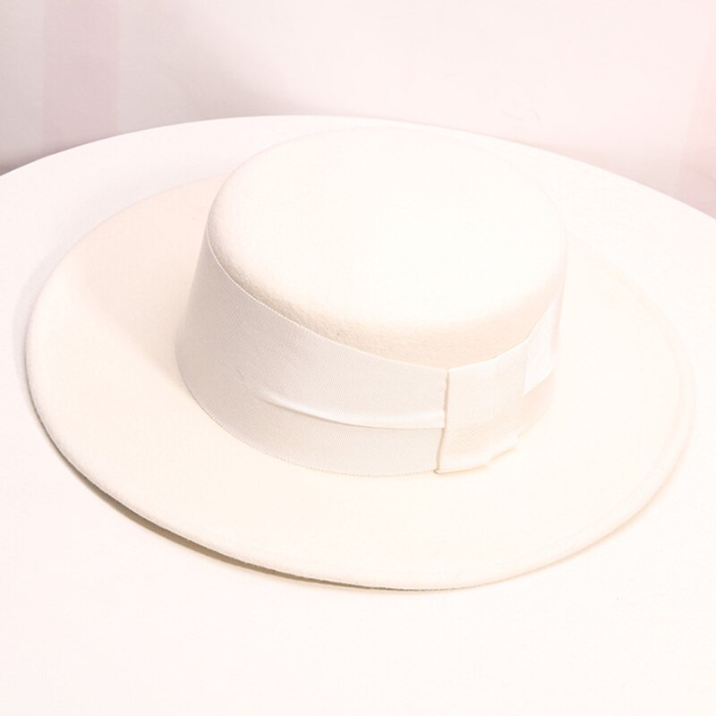 Musta/valkoinen leveä lieri yksinkertainen kirkon derby silinteri panama kiinteä huopa fedora hattu miehille ja naisille 100%  villa silinteri kentucky