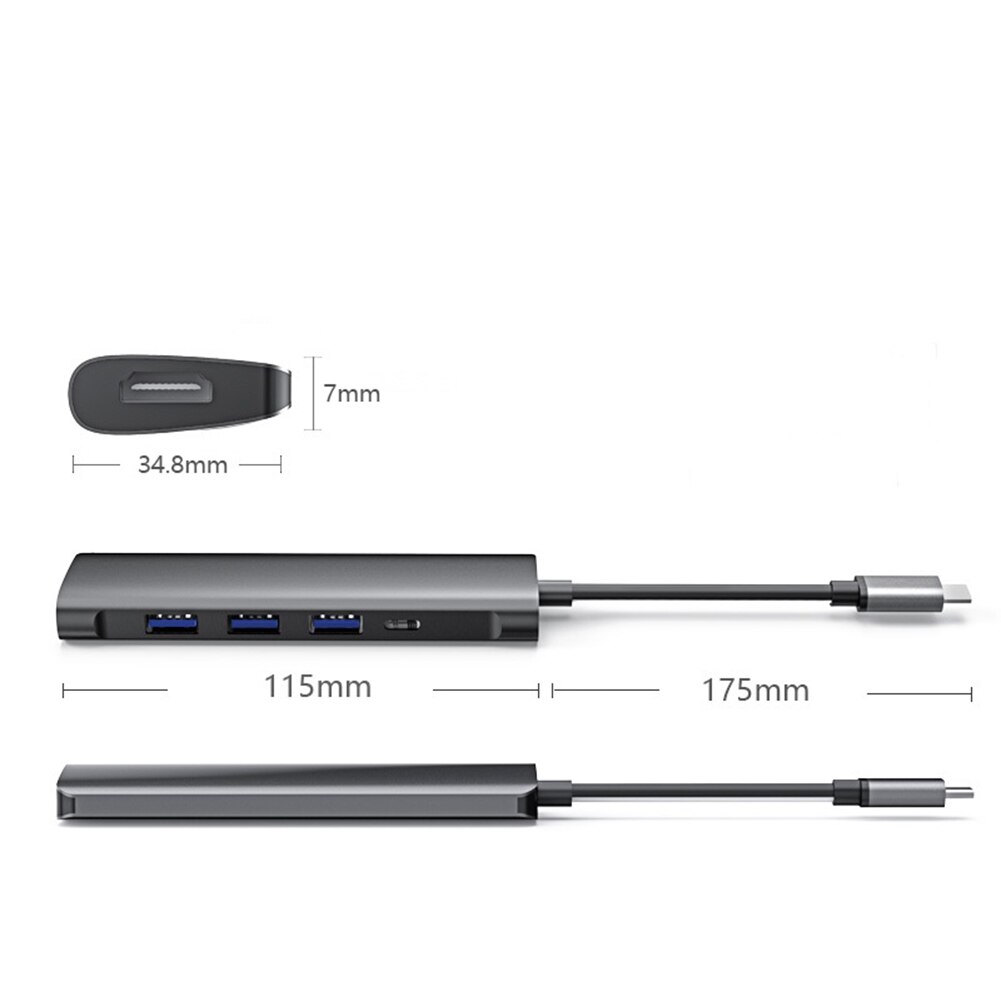 Station d'accueil USB 5 en 1 HUB type-c à USB-C USB3.0 1080P HDMI PD convertisseur de taux de Transmission élevé Stations d'accueil pour ordinateur portable: B