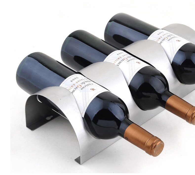 Suporte de vinho de parede com 3 garrafas em aço inoxidável