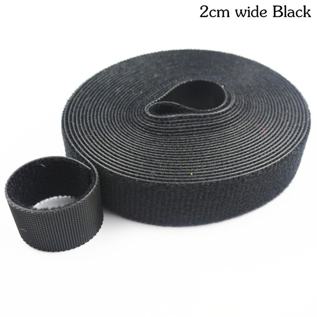 3 M Reusable Nylon Adhesive Fastener Tape Back to Back Power Wire Hooks Loops Fasteners Cable Ties Curtain Straps Magic Tape: 2CMx3M Black