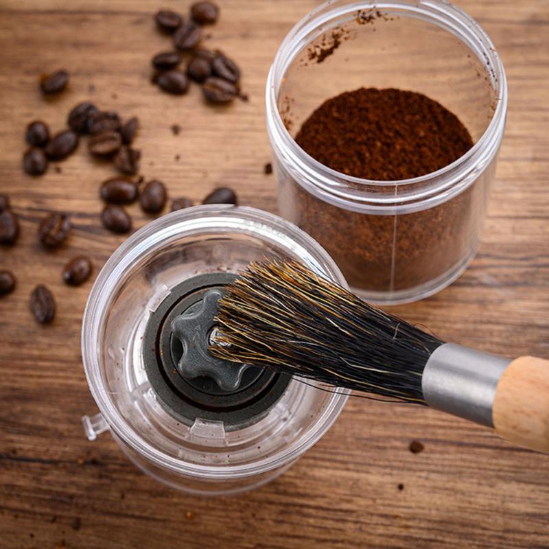 Rvs Koffiemolen Reinigingsborstel Haren Beuken Lange Handvat Apparaat Cleaner Voor Huishoudelijke Keuken Supply