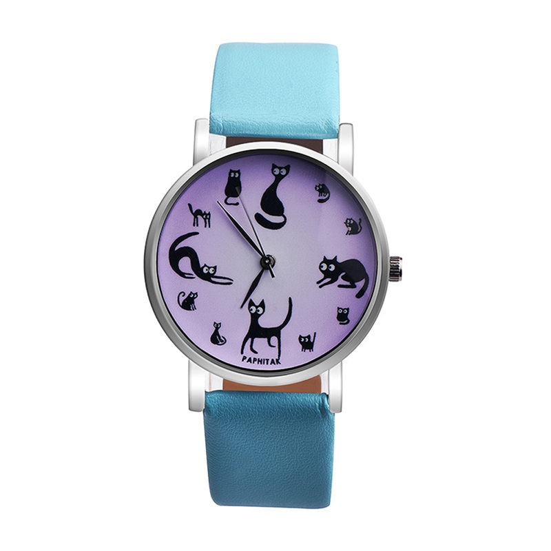 Casual Watches Women Cute Cat Clock Ultra Thin Leather Band Female Quartz Watch Waterproof Relogio Feminino #C