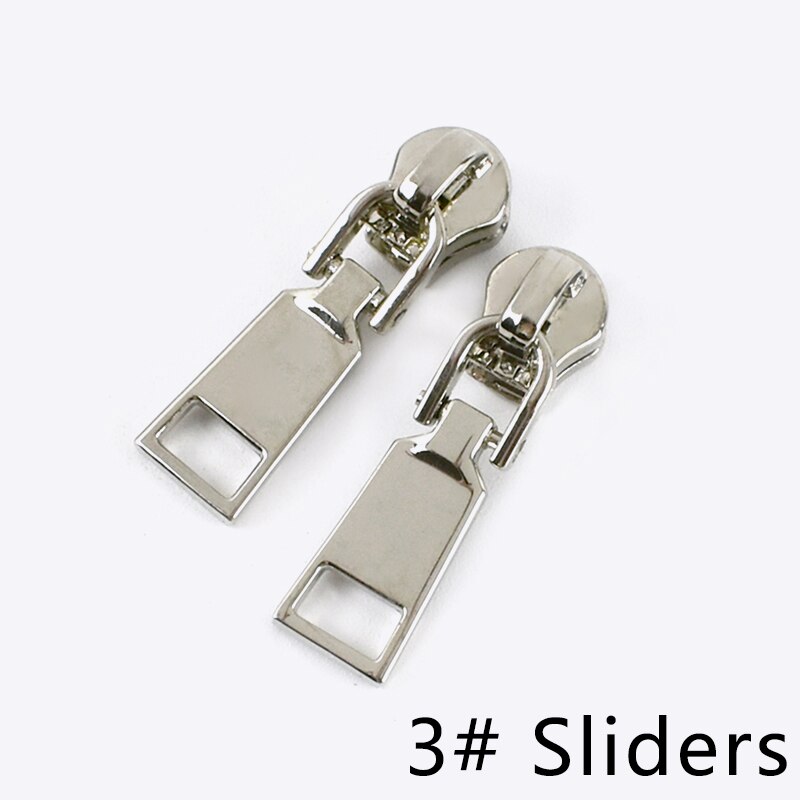 Meetee-deslizadores de cremallera para chaquetas con cremallera de Metal, Kit de reparación de cremalleras con cabeza extractora, accesorio de costura, 20 piezas, 3 #5 #: Silver-No3