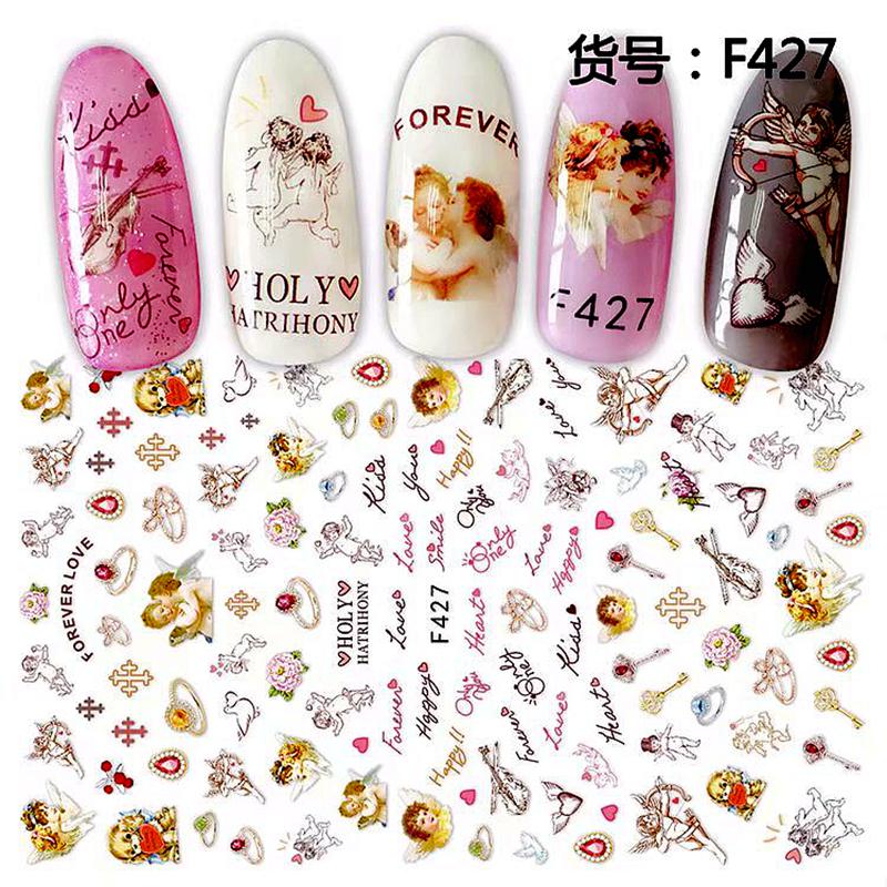 Zelfklevende Angel bloem patroon 3d nail art decoraties sticker en decals manicure materiaal nail levert gereedschap
