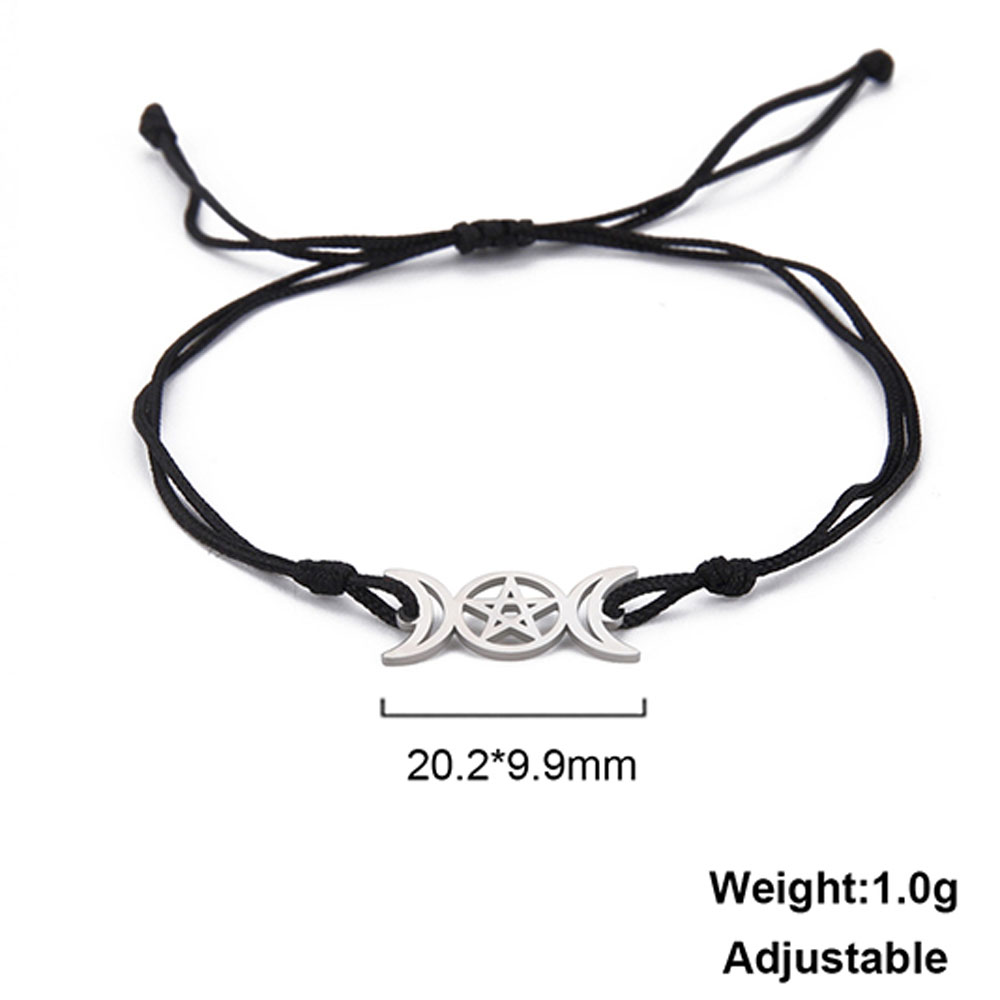 COOLTIME Triple Moon Goddess Bracelet for Women Men Stainless Steel Pentagram Magic Wicca Amulet Bracelet Jewelry Birthday: MULTI
