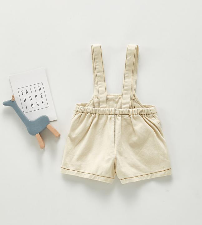 Autumn Baby Overalls Boys Girls Denim Overalls Kids Jumpsuit Children Denim Shorts: 203K04beige / 24M